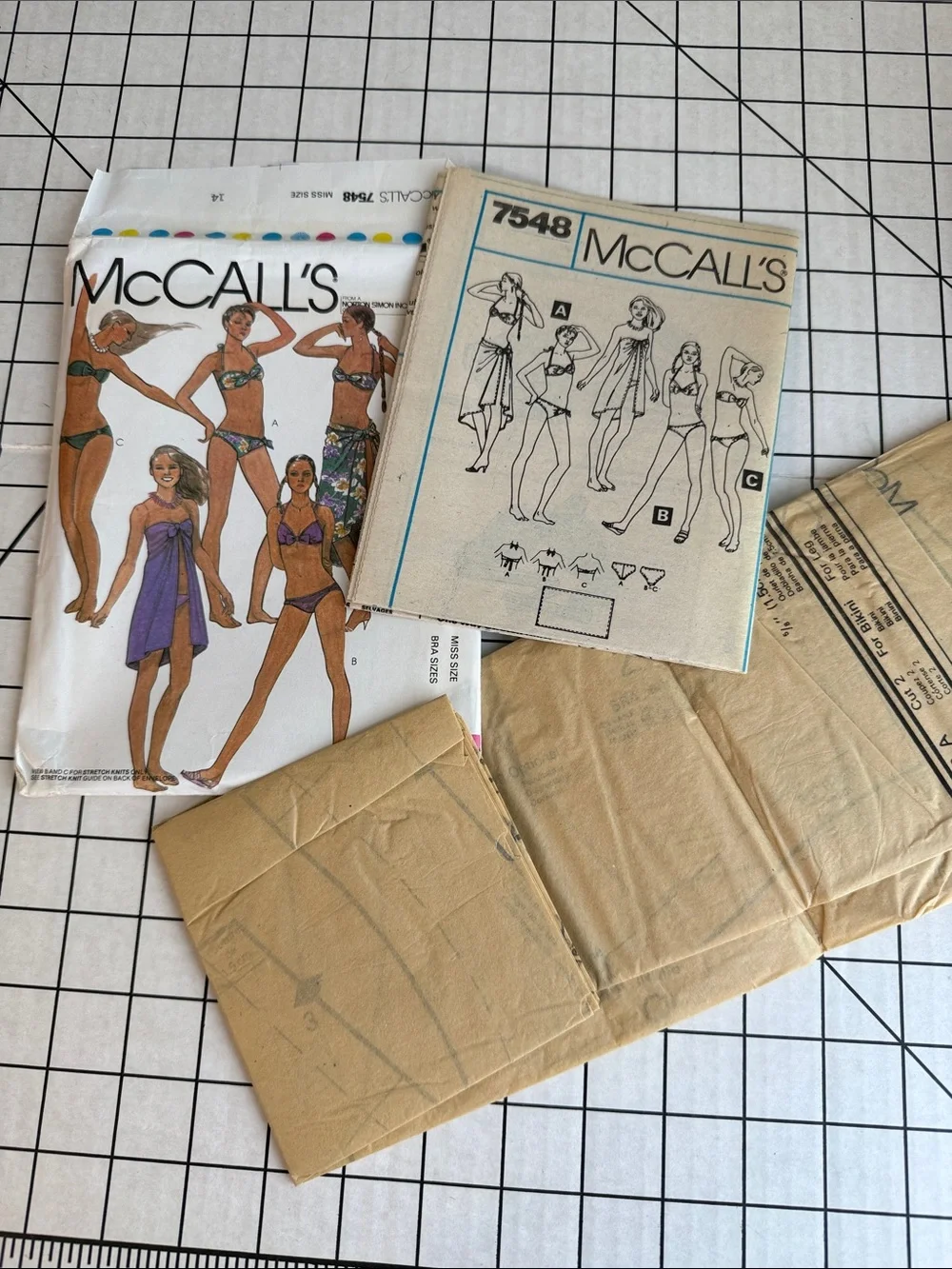 Vintage 1981 McCall’s 7548 Bikini Swimsuit & Cover-Up Sewing Pattern Misses 14
